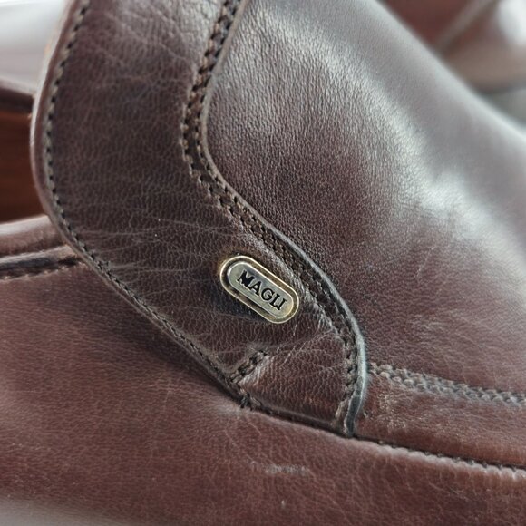 Vintage NEW Bruno Magli Italy Men 10 Brown Leather Dress Shoes Loafers Old Stock main image 4